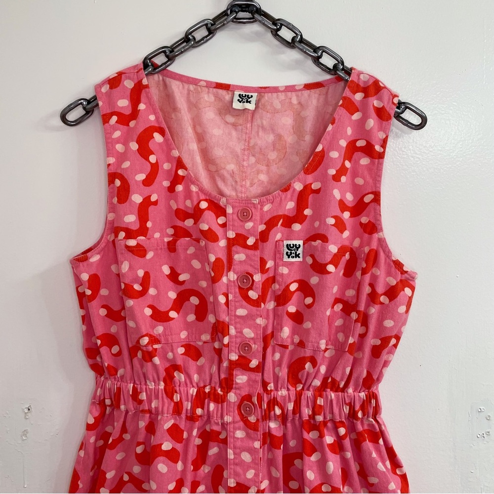 Lucy and Yak Juni Organic Twill Jumpsuit in Pink & Red ‘Eve’ Print